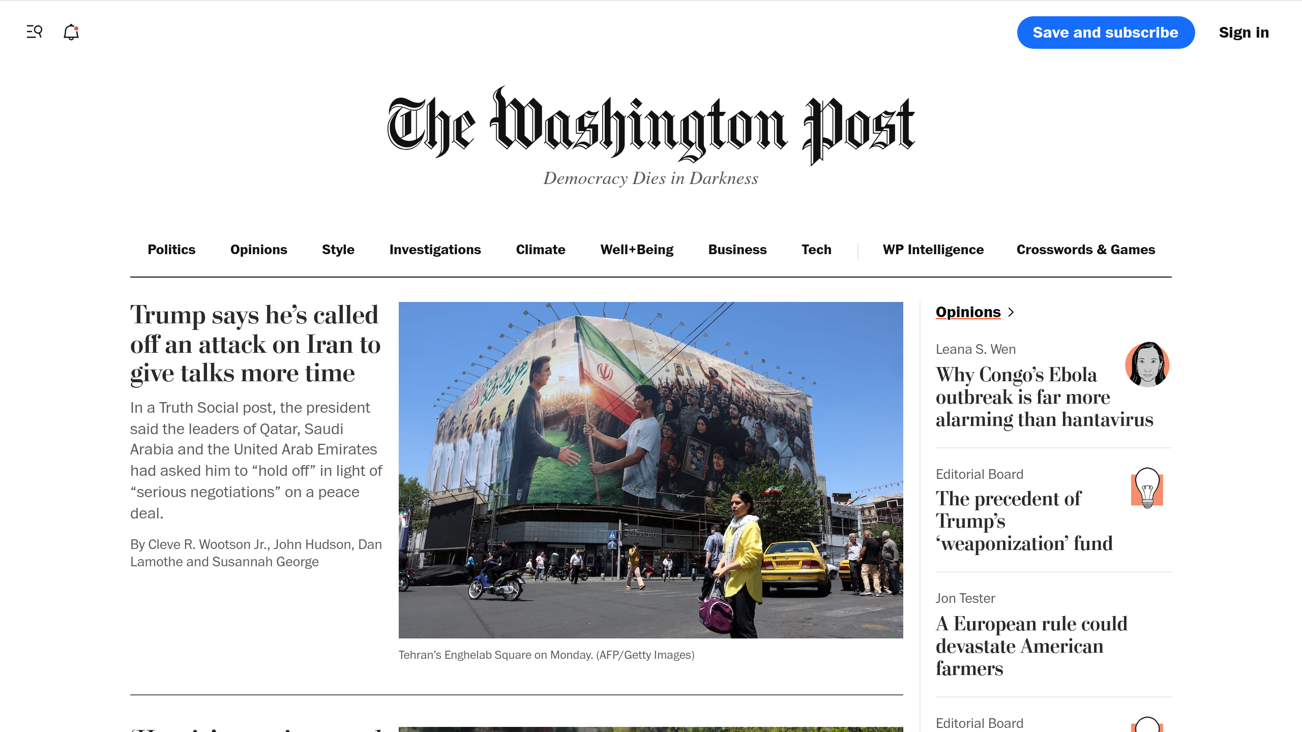 Captura de pantalla de The Washington Post