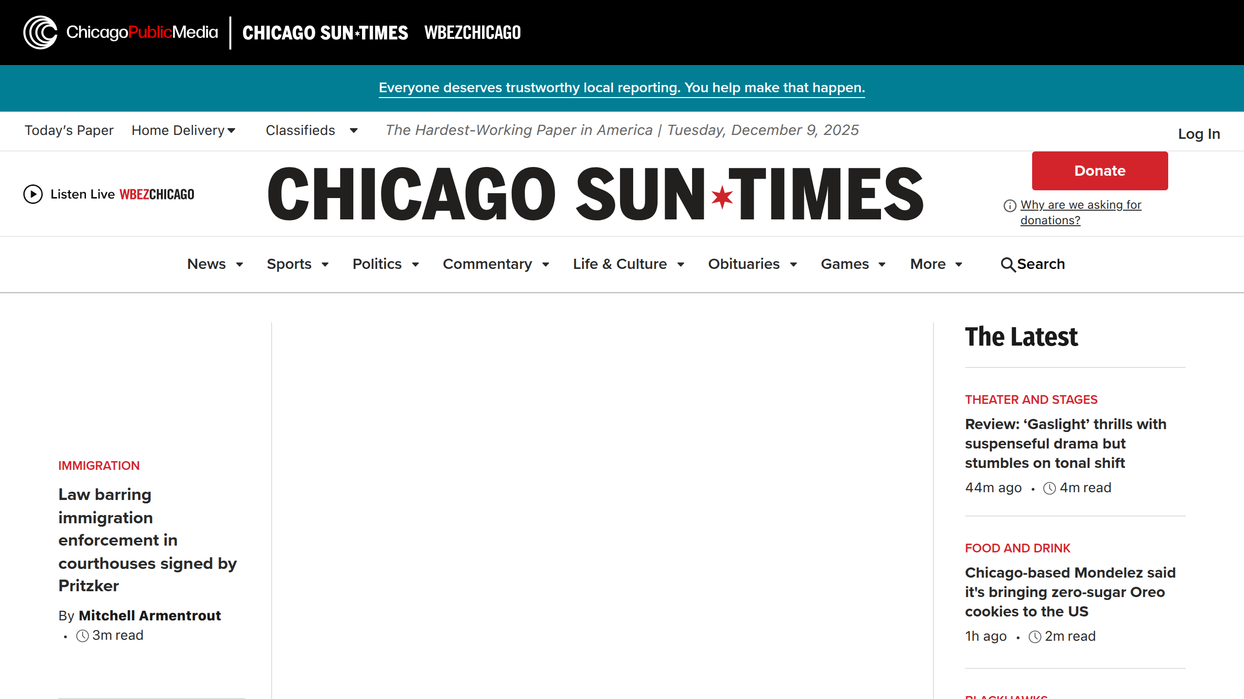 Captura de pantalla de Chicago Suntimes