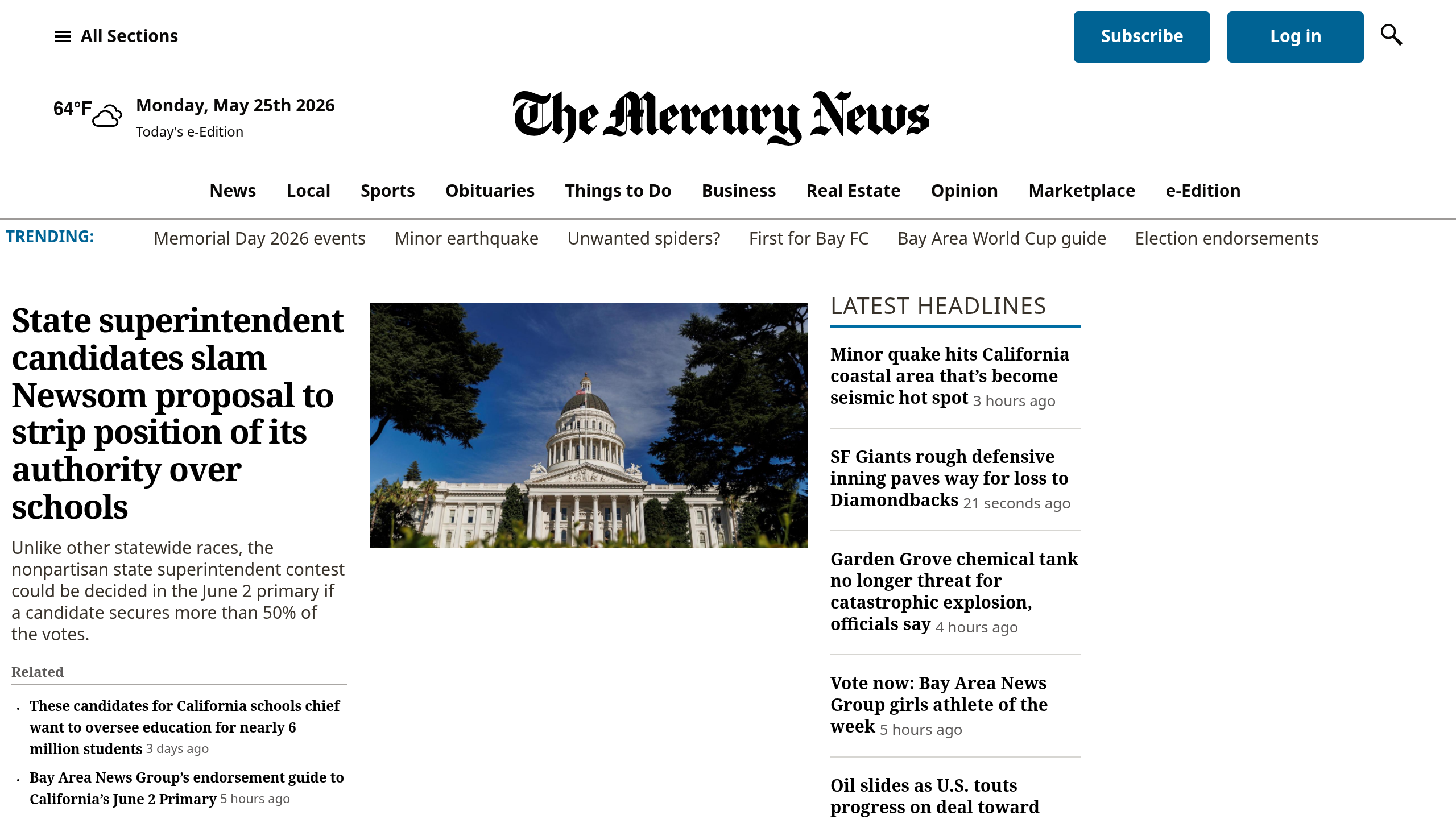 Captura de pantalla de The Mercury News