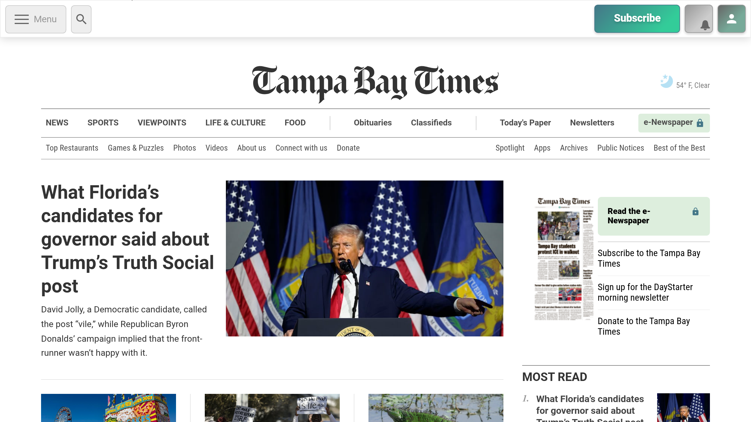 Captura de pantalla de Tampa Bay Times