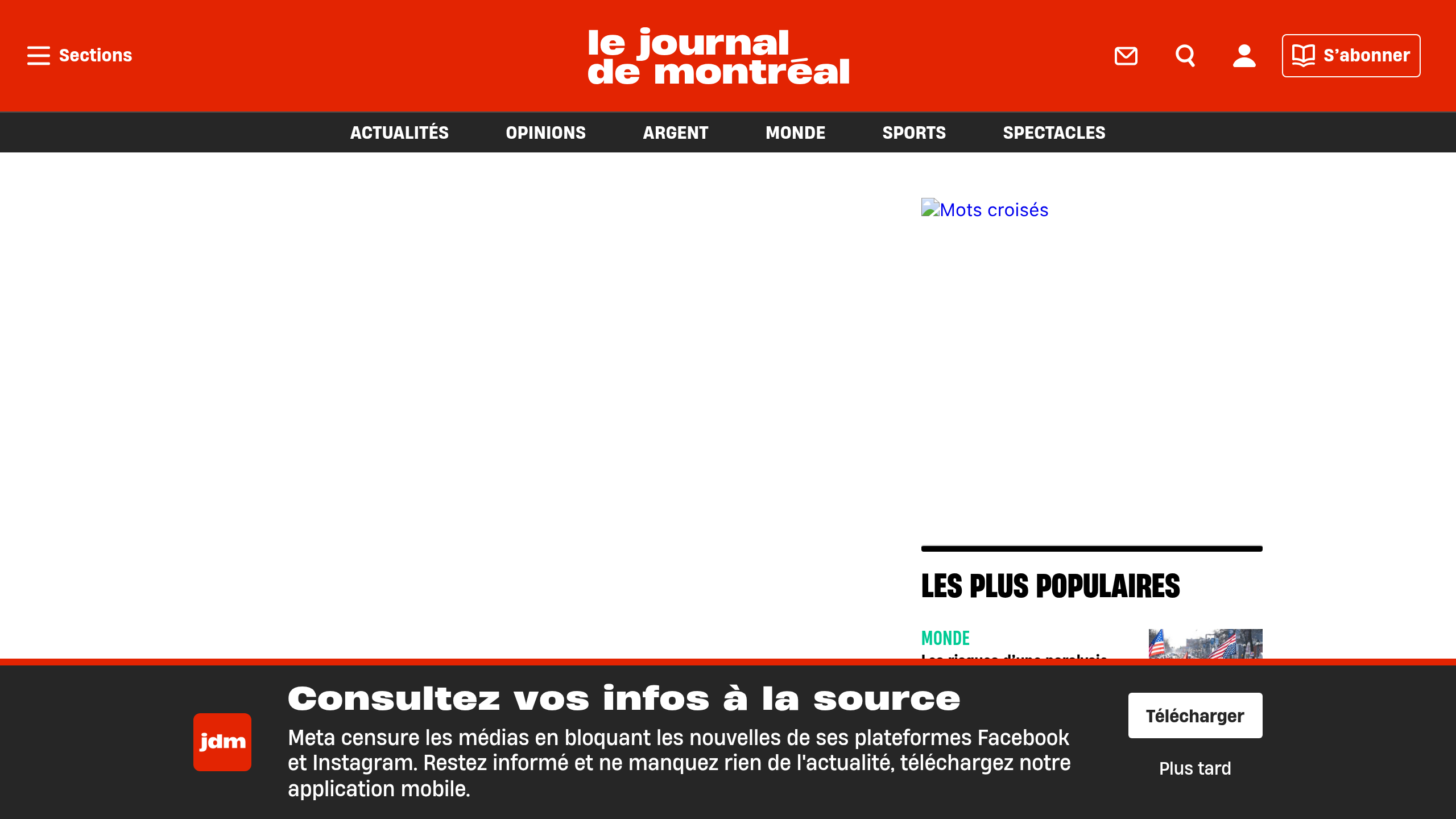 Captura de pantalla de Le Journal de Montréal