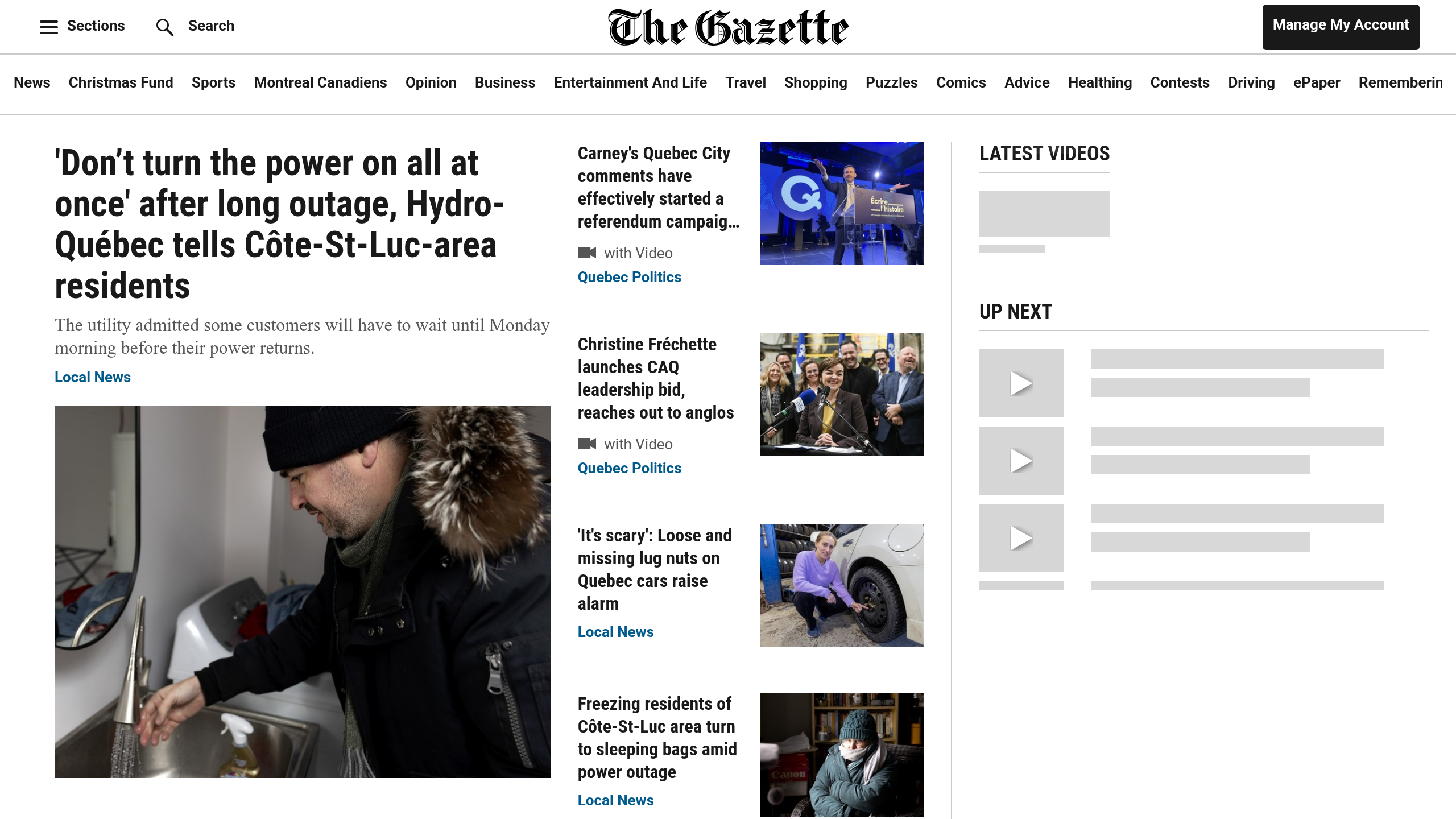 Captura de pantalla de Montreal Gazette