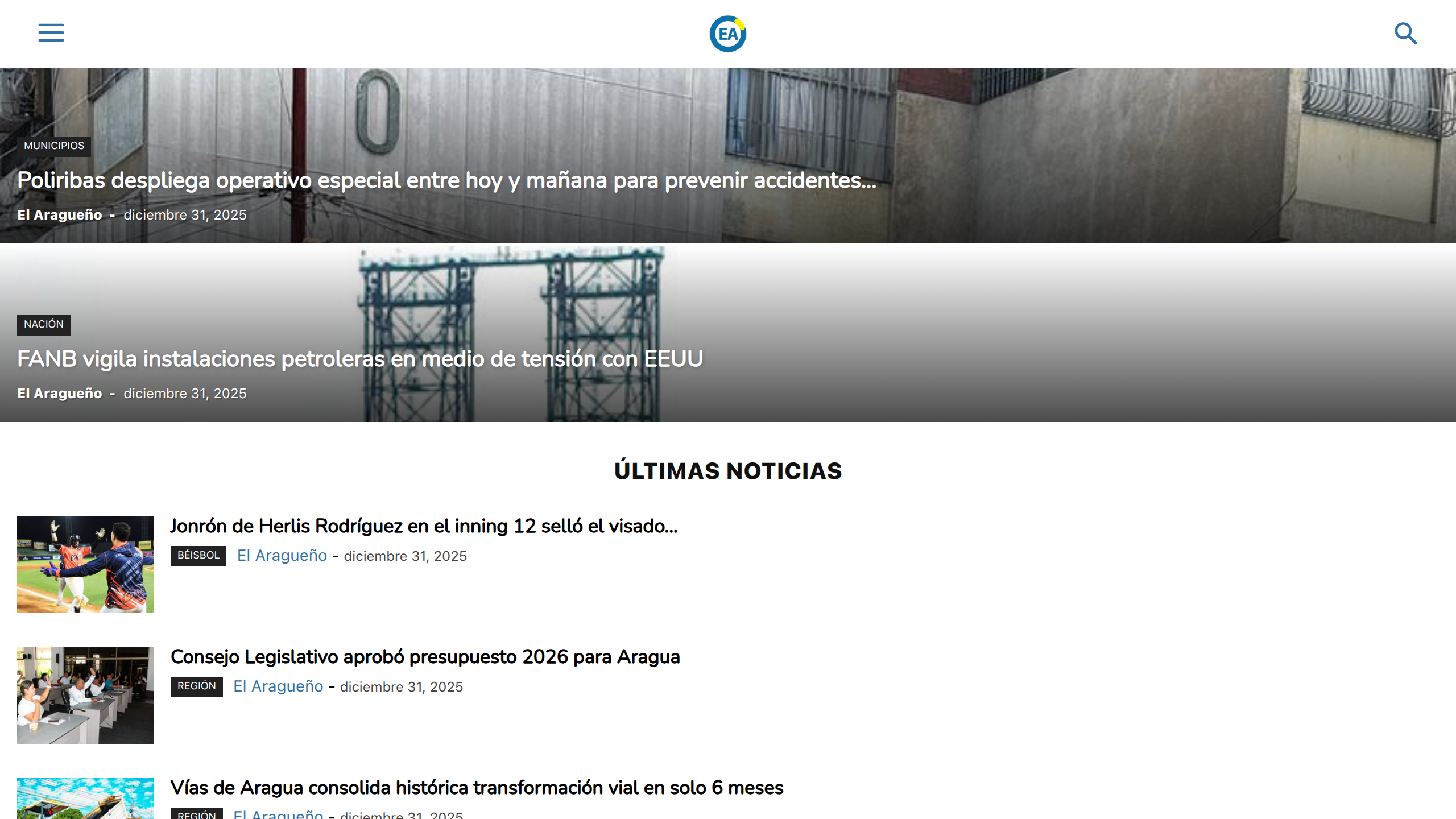 Captura de pantalla de El Aragüeño