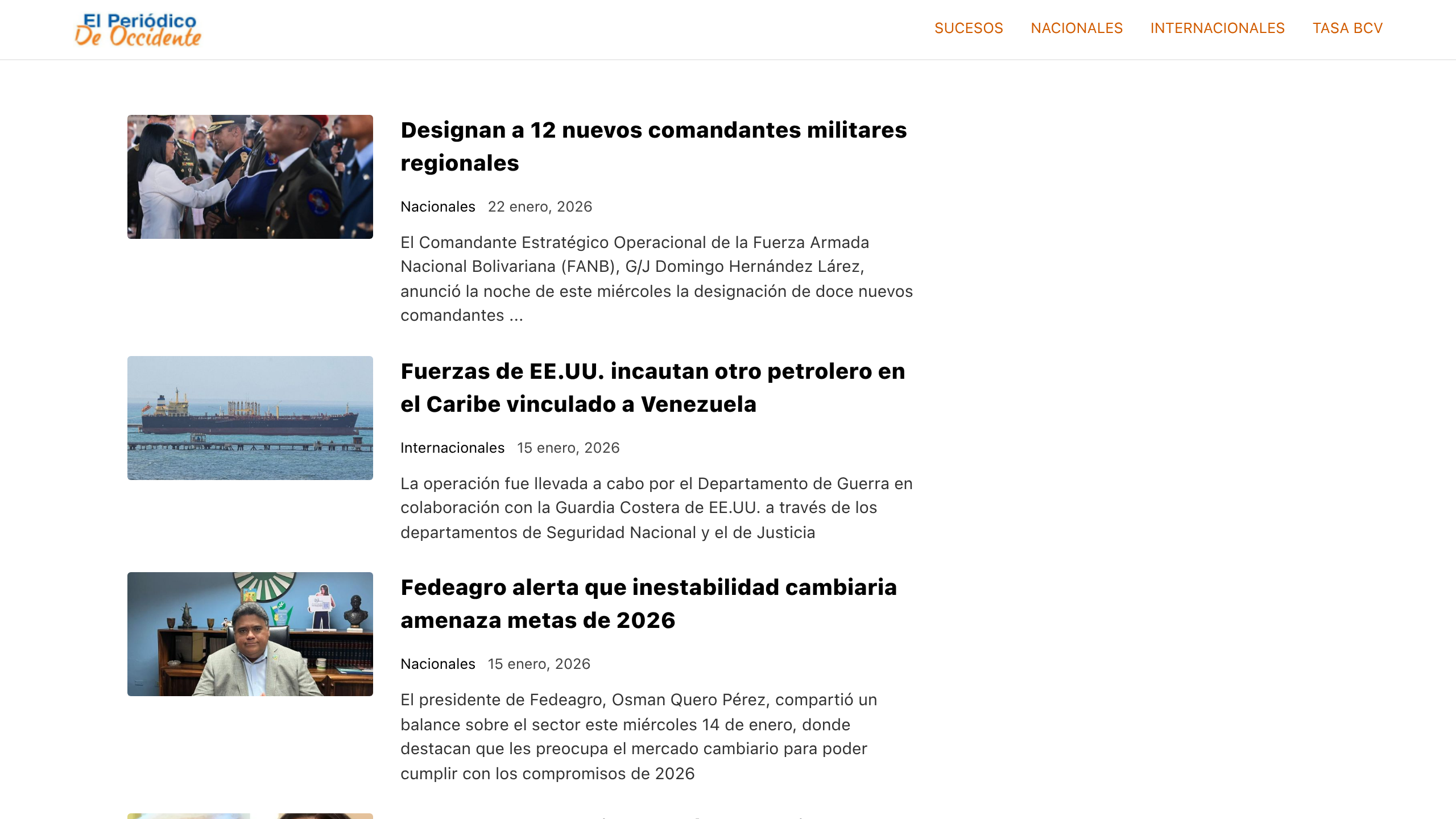 Captura de pantalla de El Periódico de Occidente