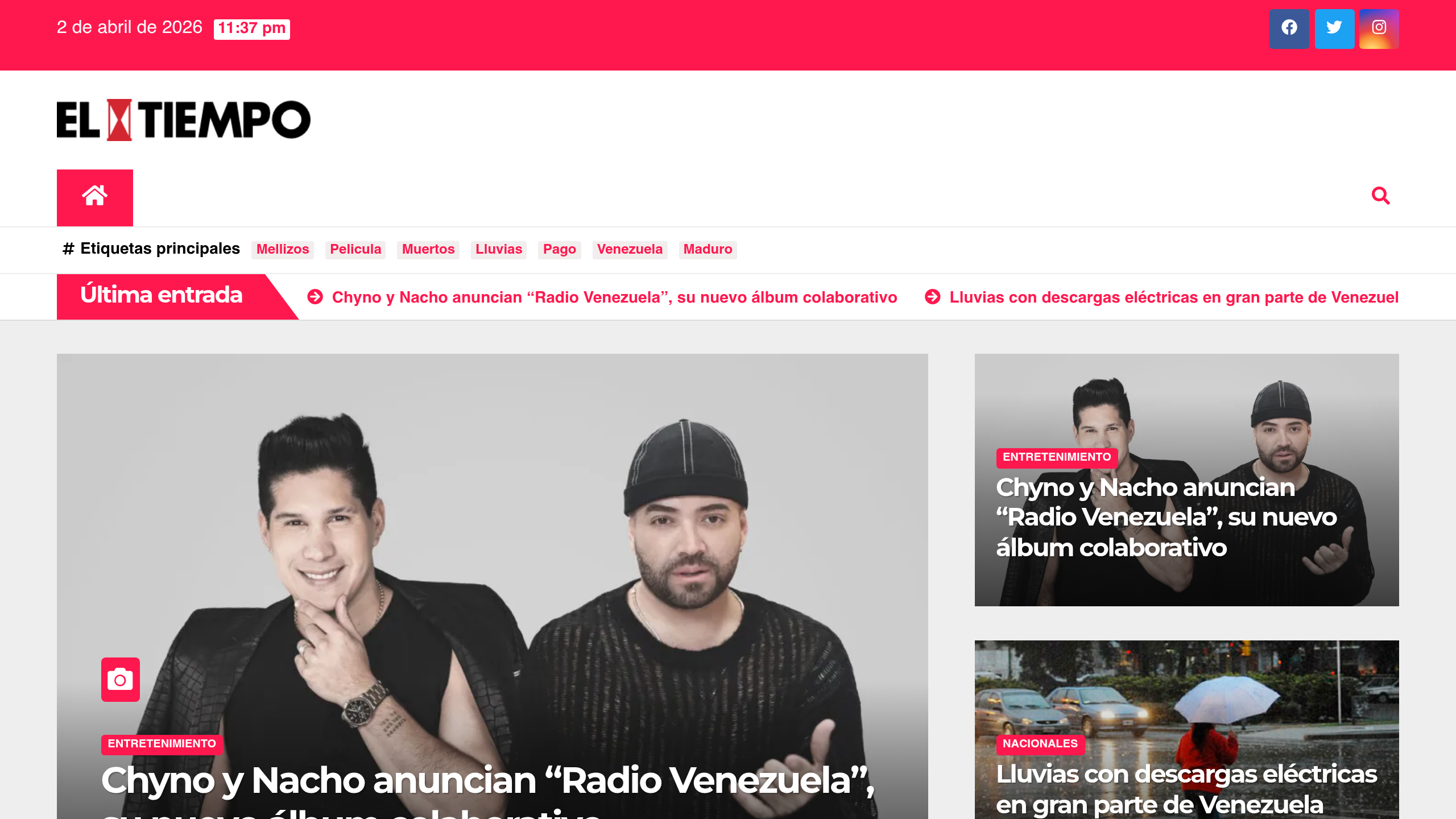 Captura de pantalla de El Tiempo