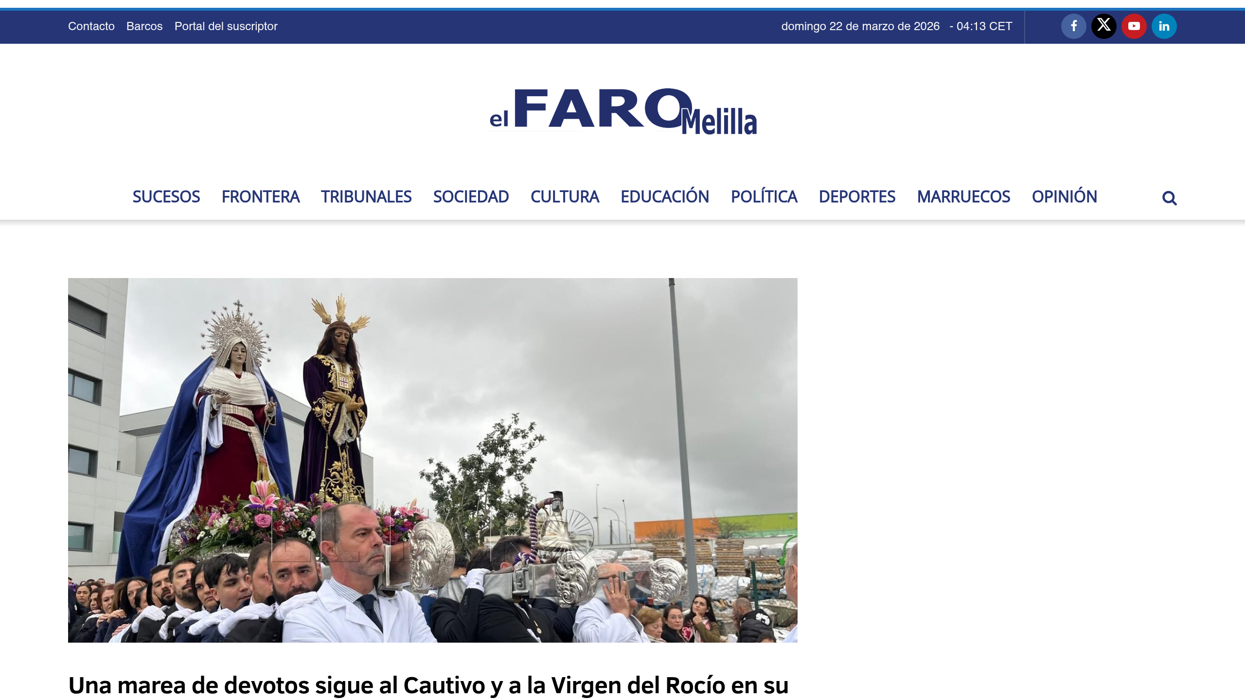 Captura de pantalla de El Faro de Melilla