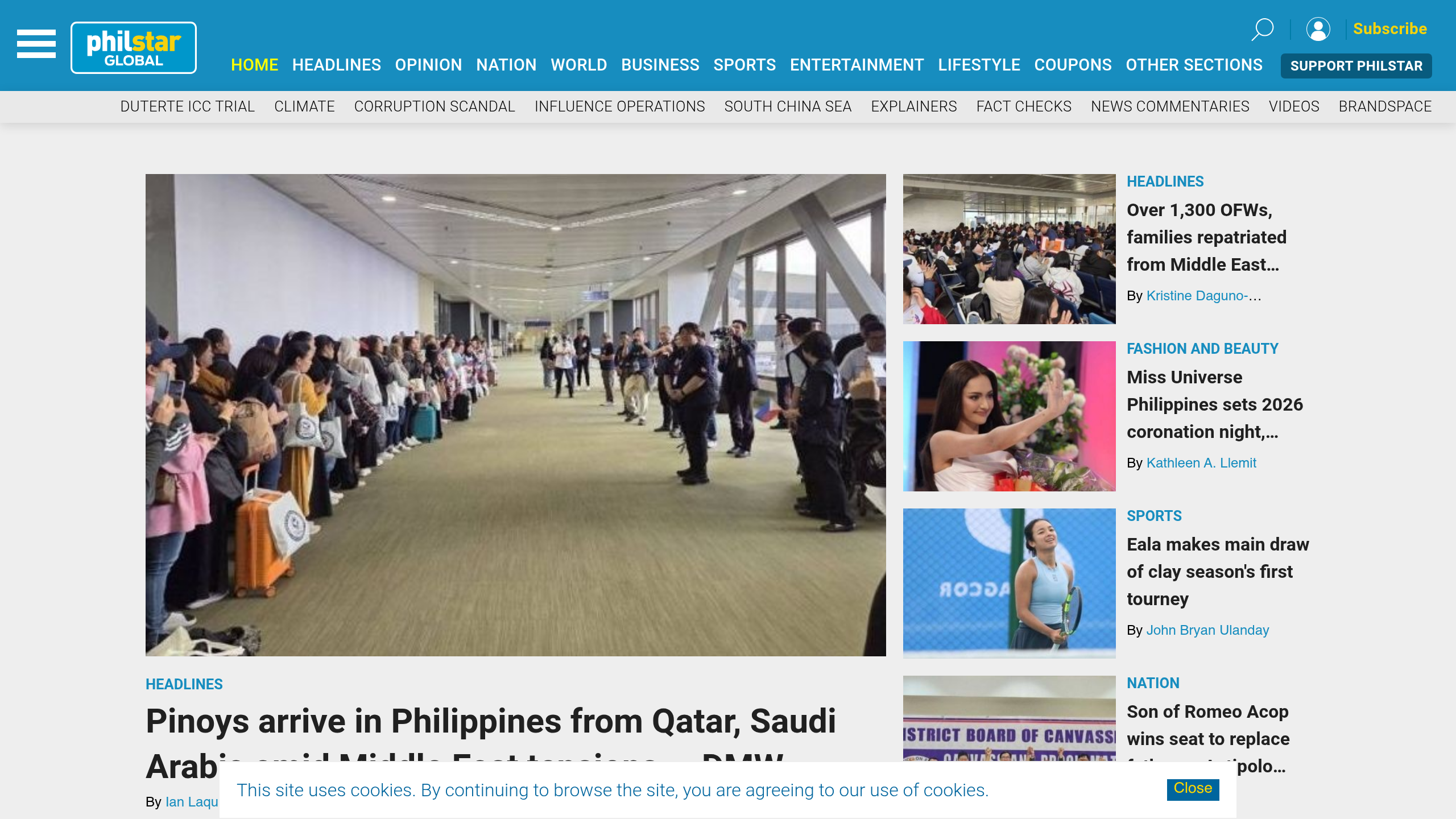 Captura de pantalla de The Philippine Star