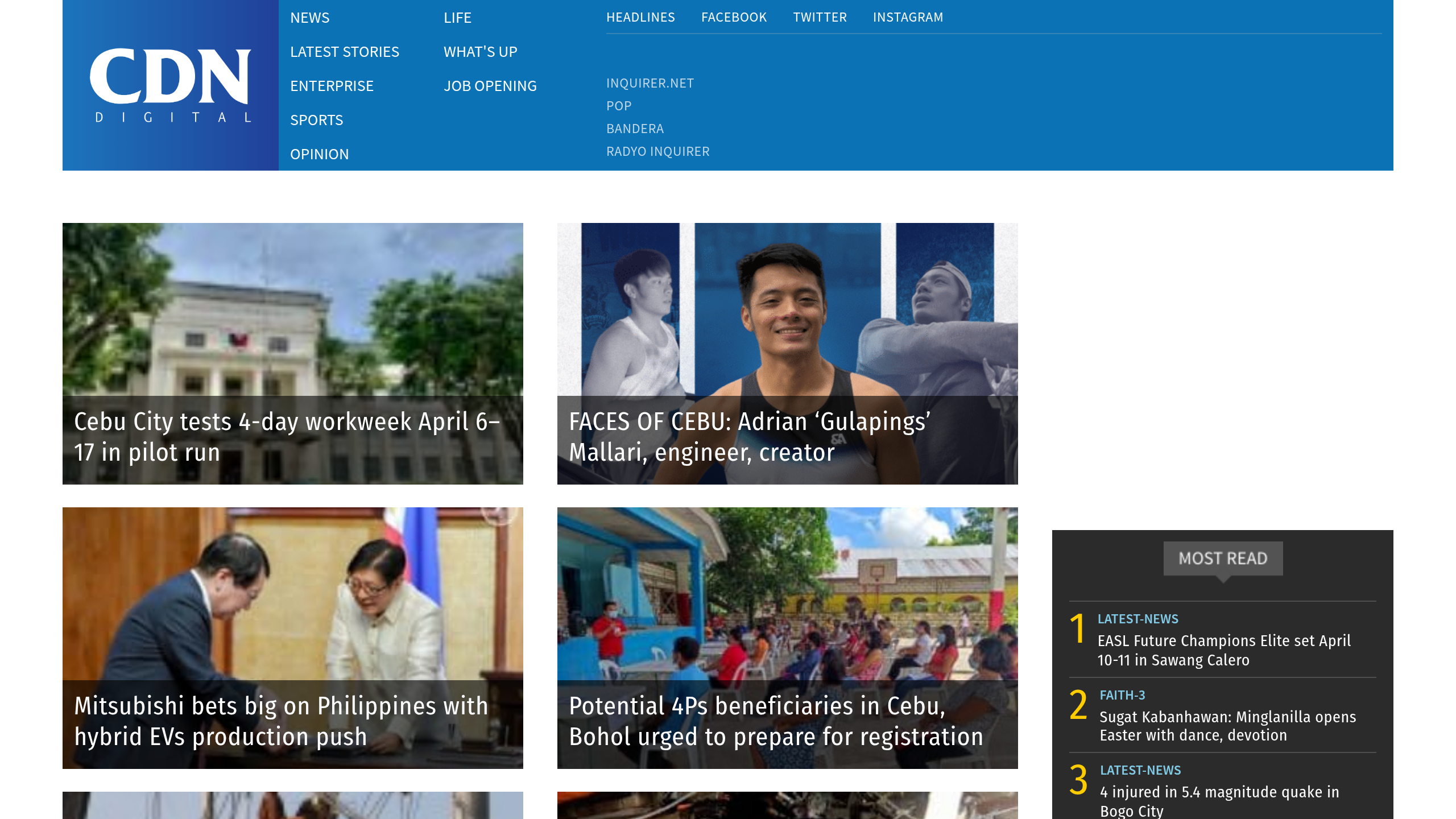 Captura de pantalla de Cebu Daily News
