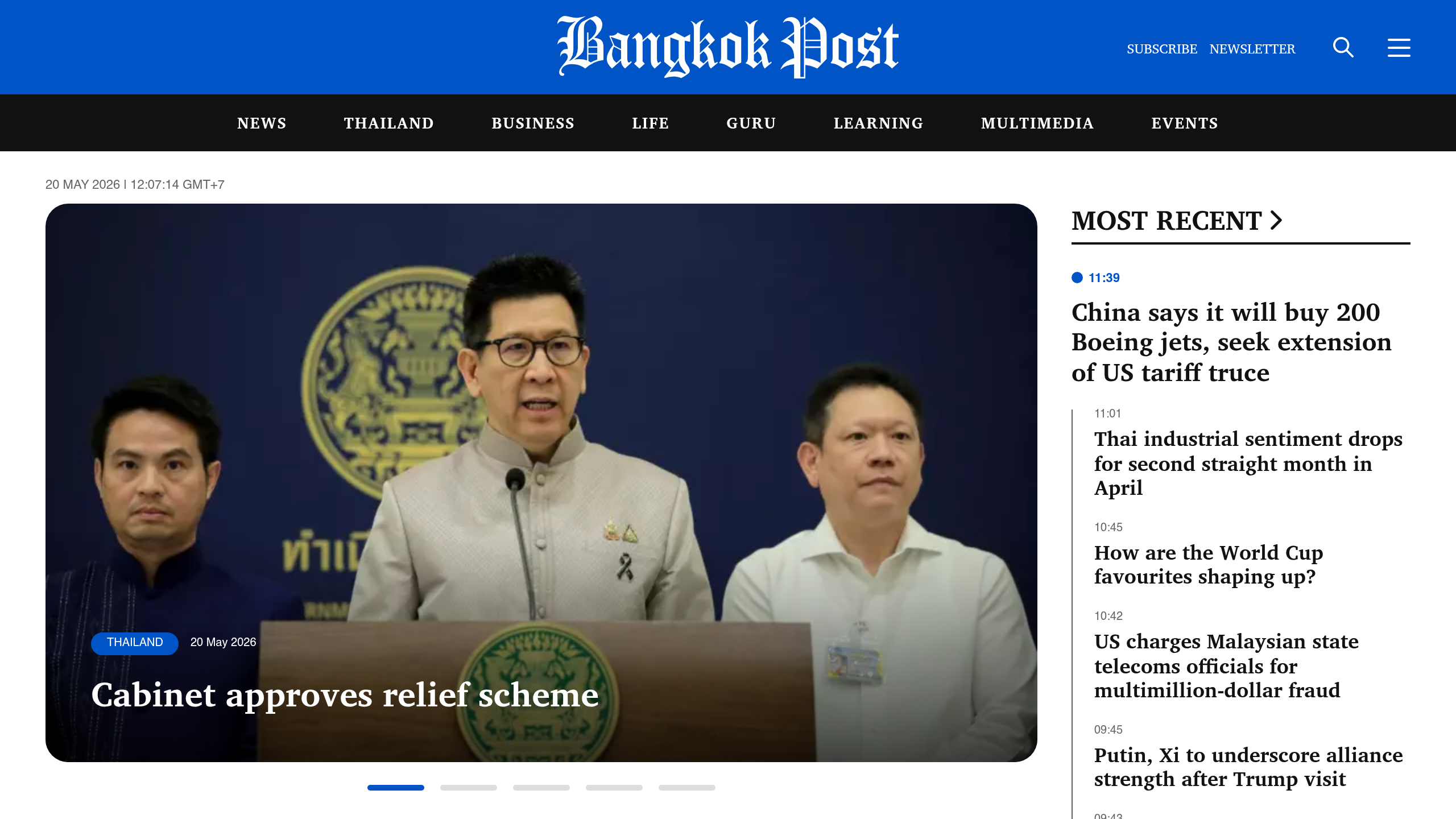 Captura de pantalla de Bangkok Post