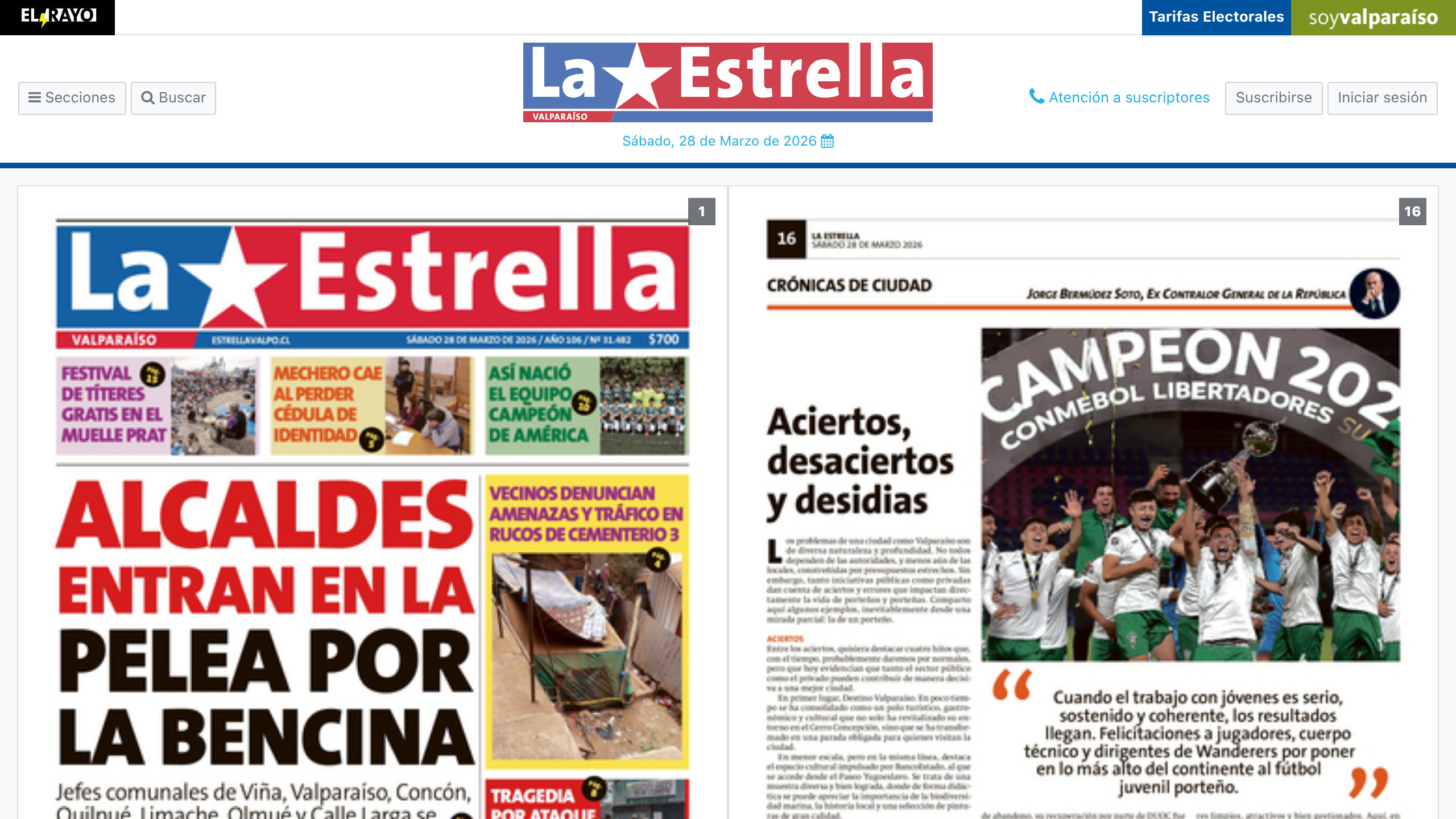 Captura de pantalla de La Estrella de Valparaiso
