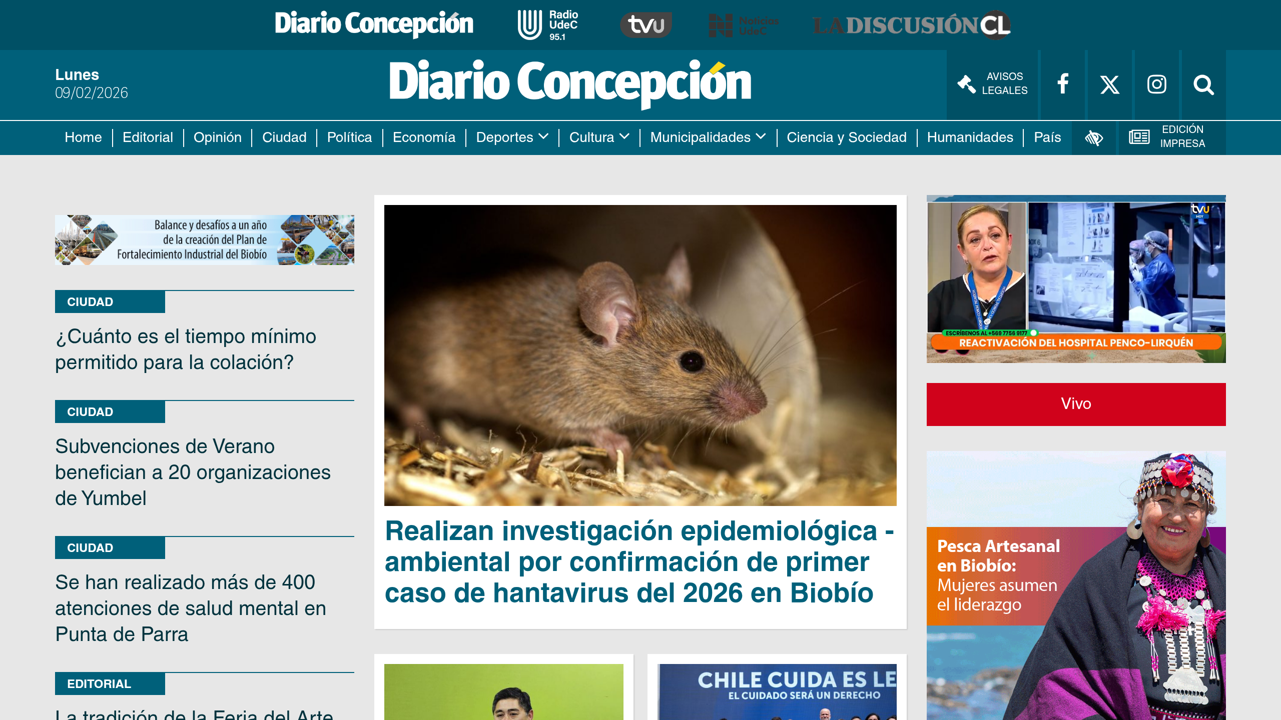 Captura de pantalla de Diario Concepción