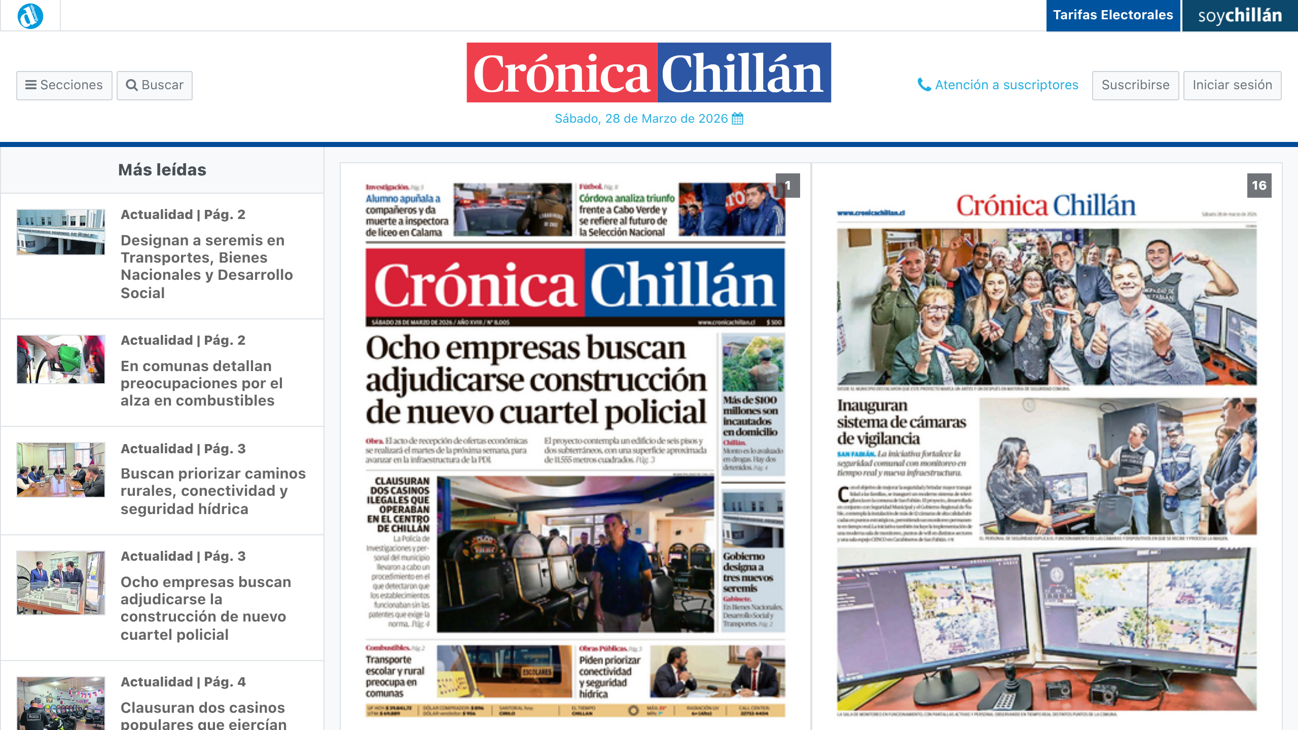 Captura de pantalla de Crónica Chillán