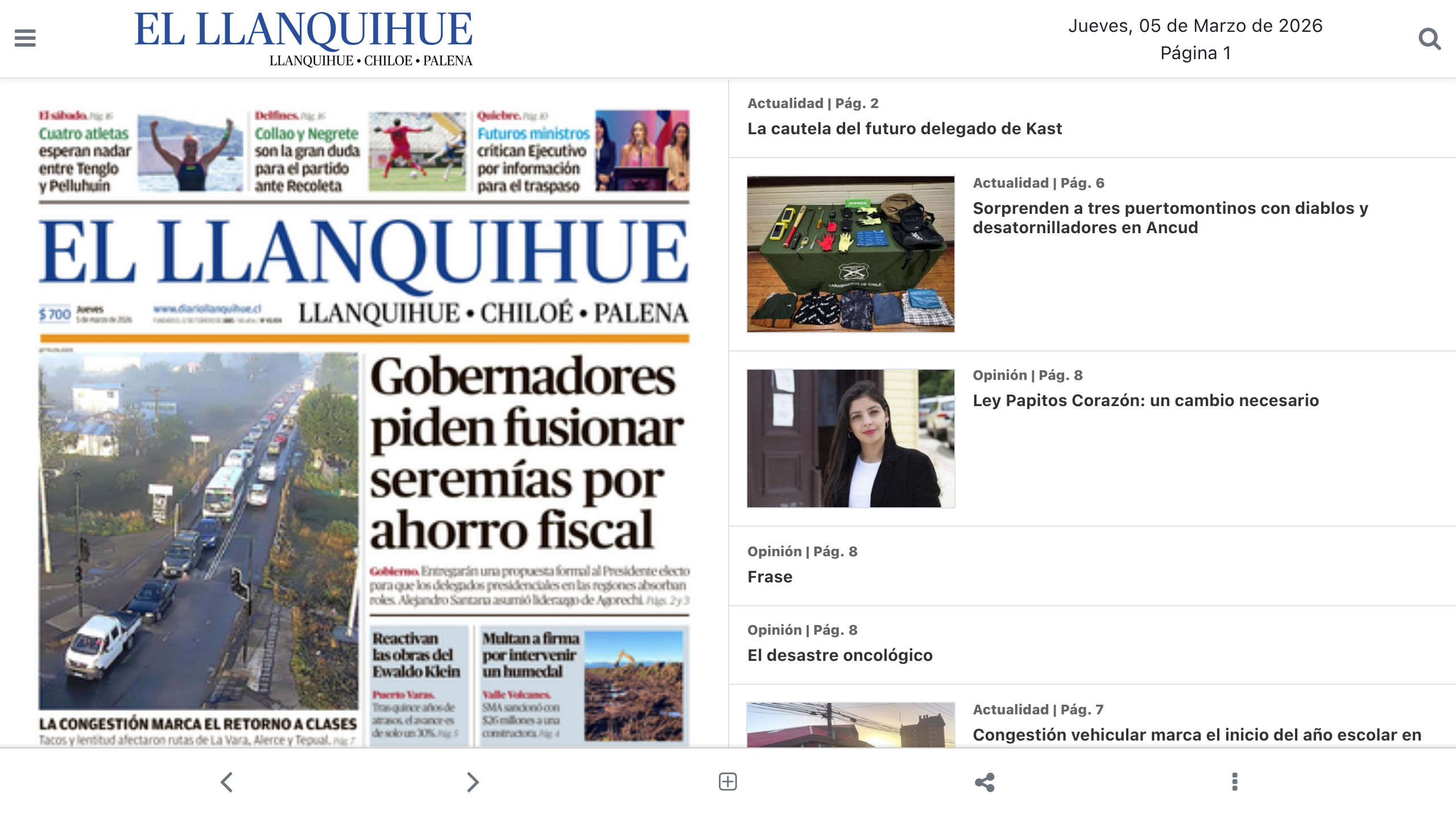 Captura de pantalla de El Llanquihue