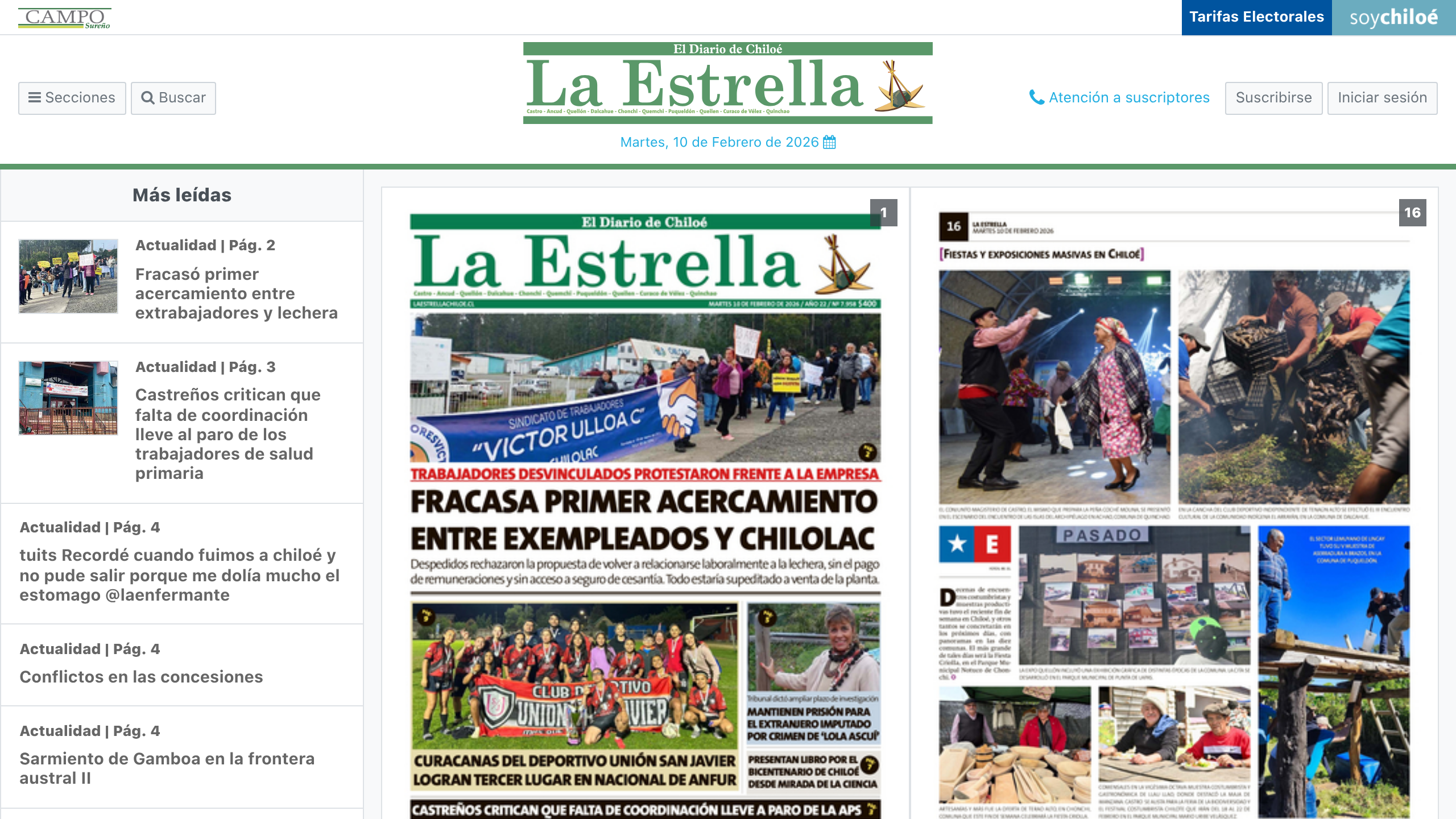 Captura de pantalla de La Estrella de Chiloé