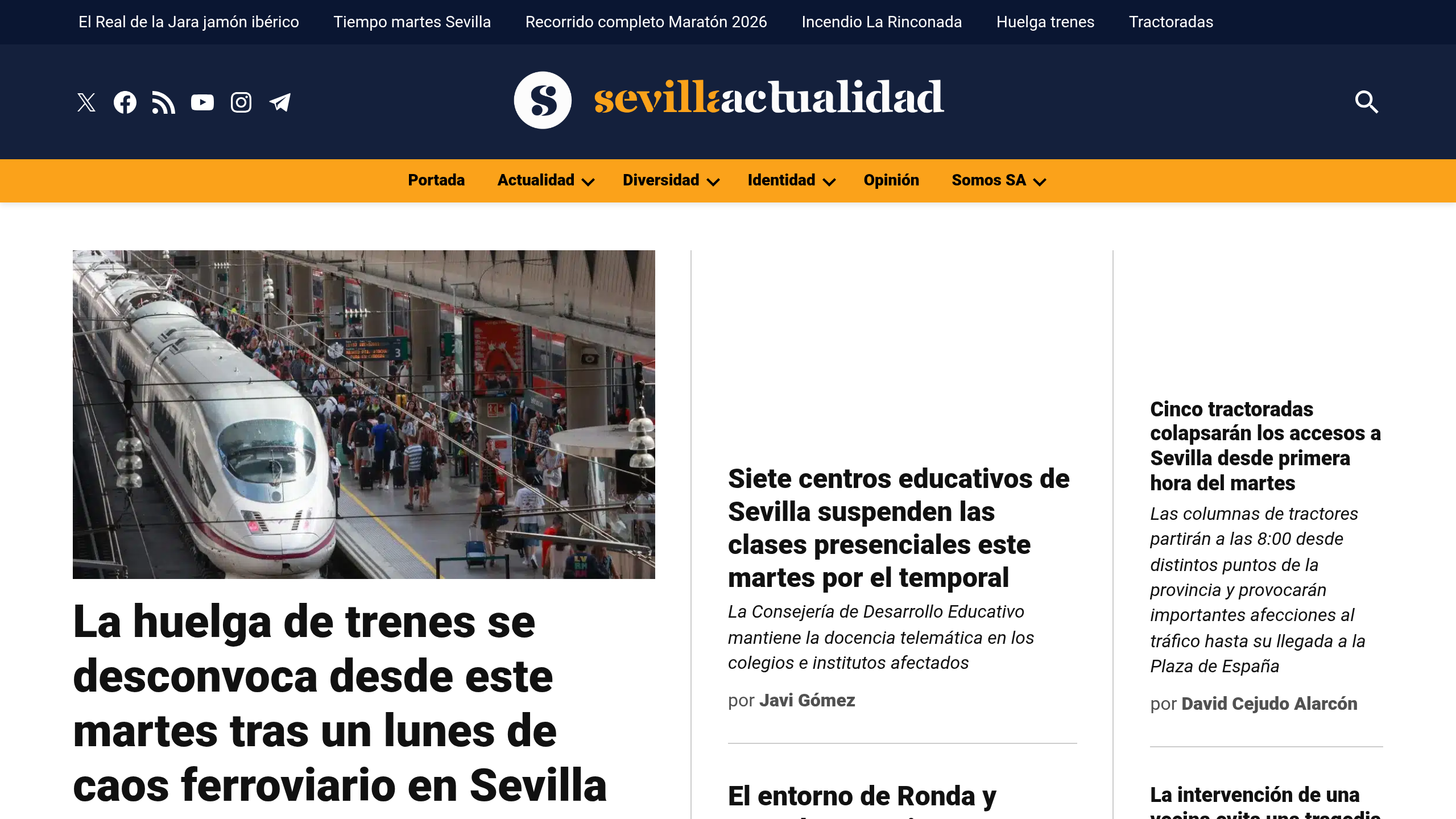 Captura de pantalla de Sevilla Actualidad