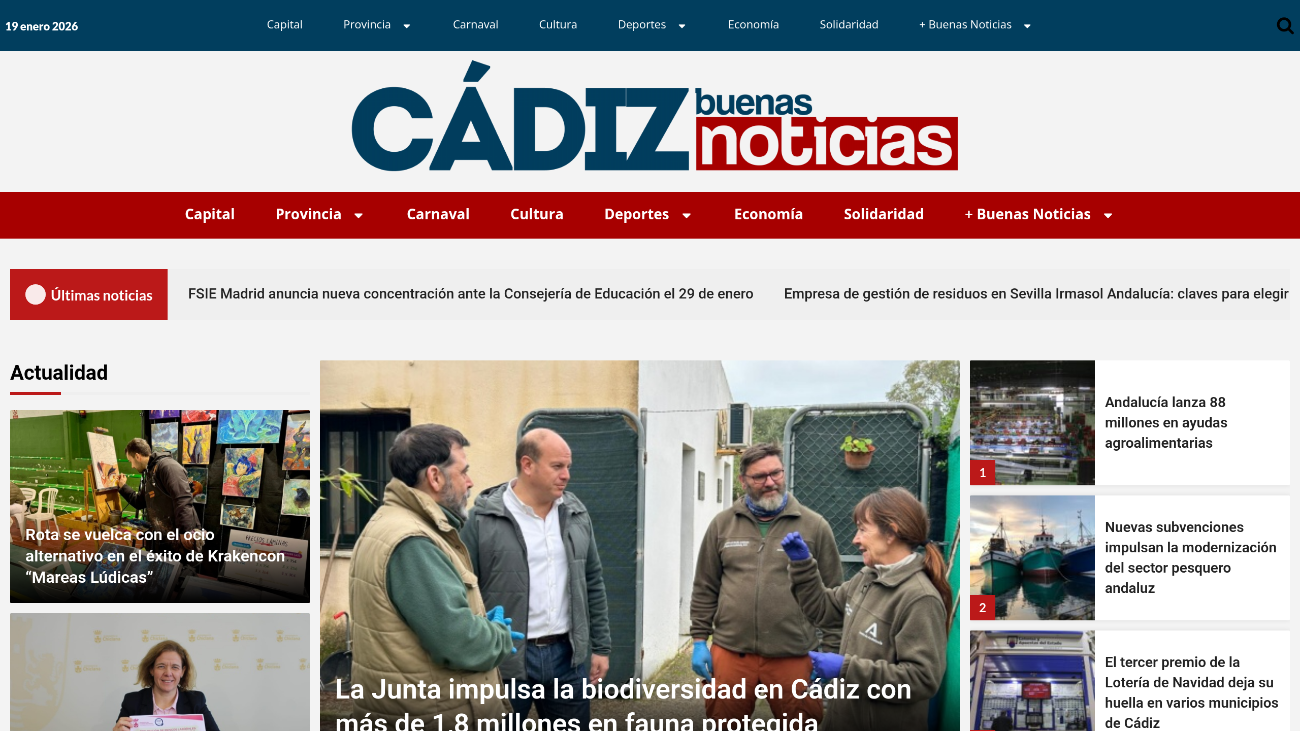 Captura de pantalla de Cádiz buenas noticias