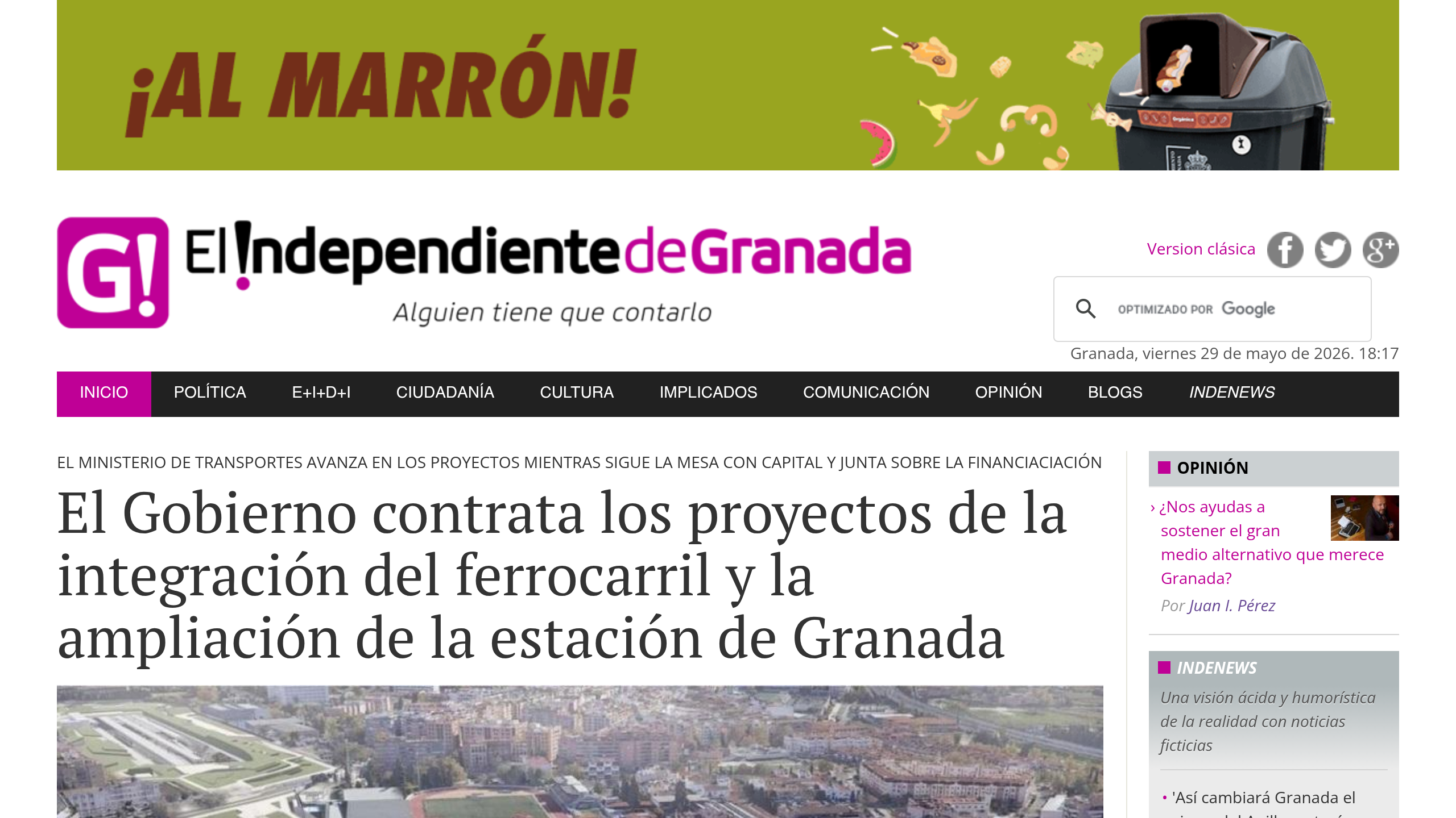 Captura de pantalla de El Independiente de Granada