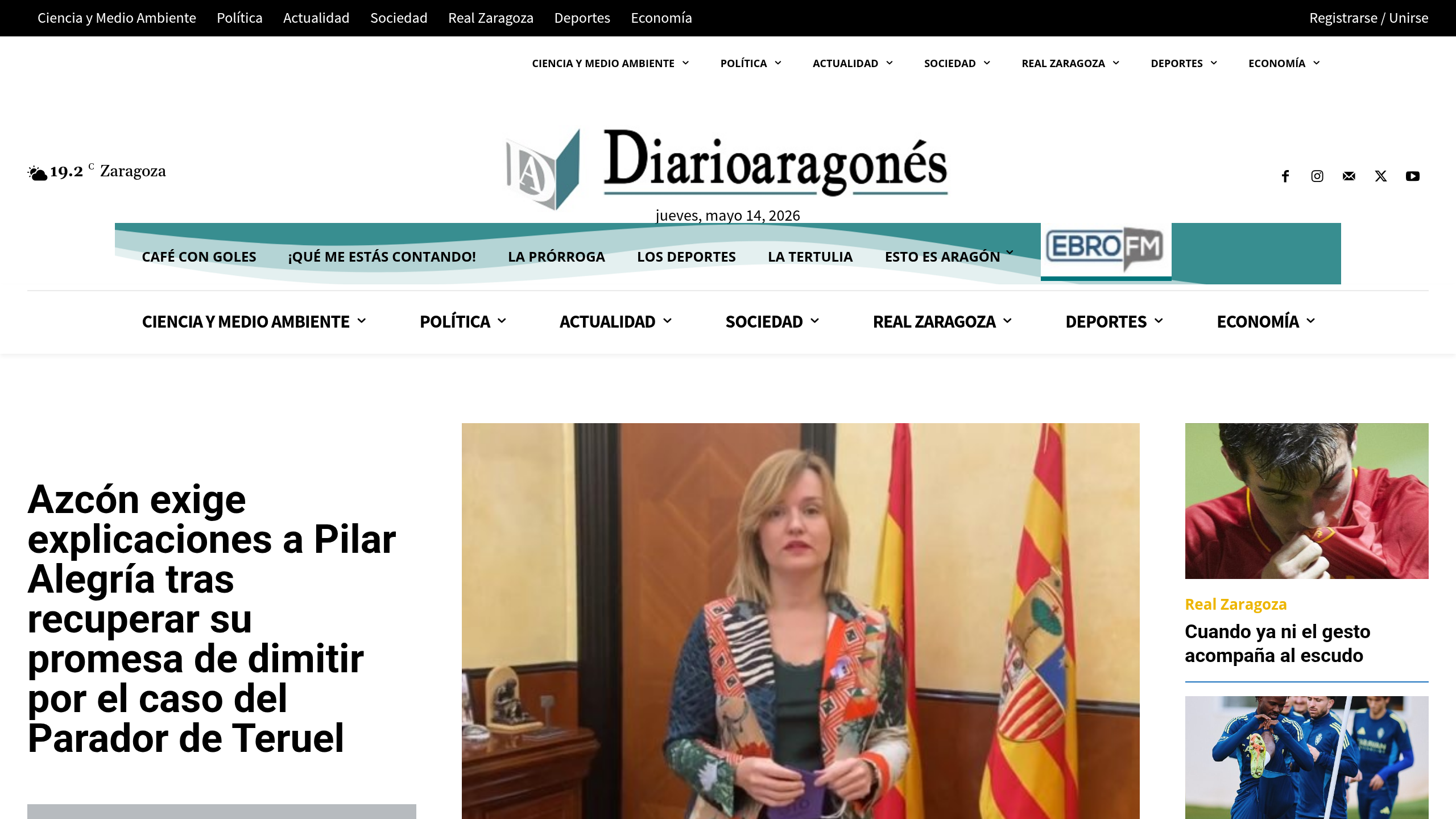 Captura de pantalla de Diario Aragonés