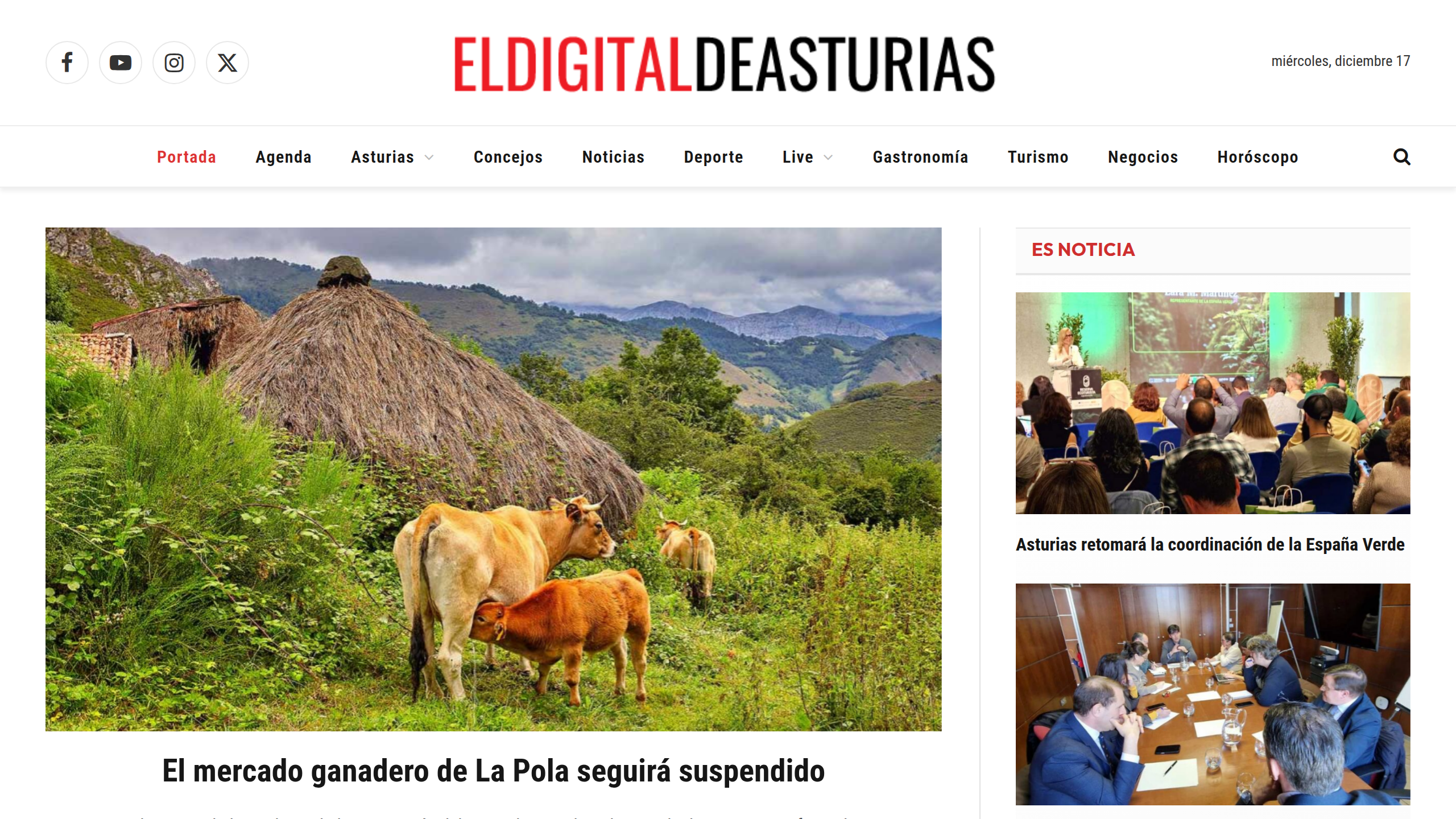 Captura de pantalla de El Digital de Asturias
