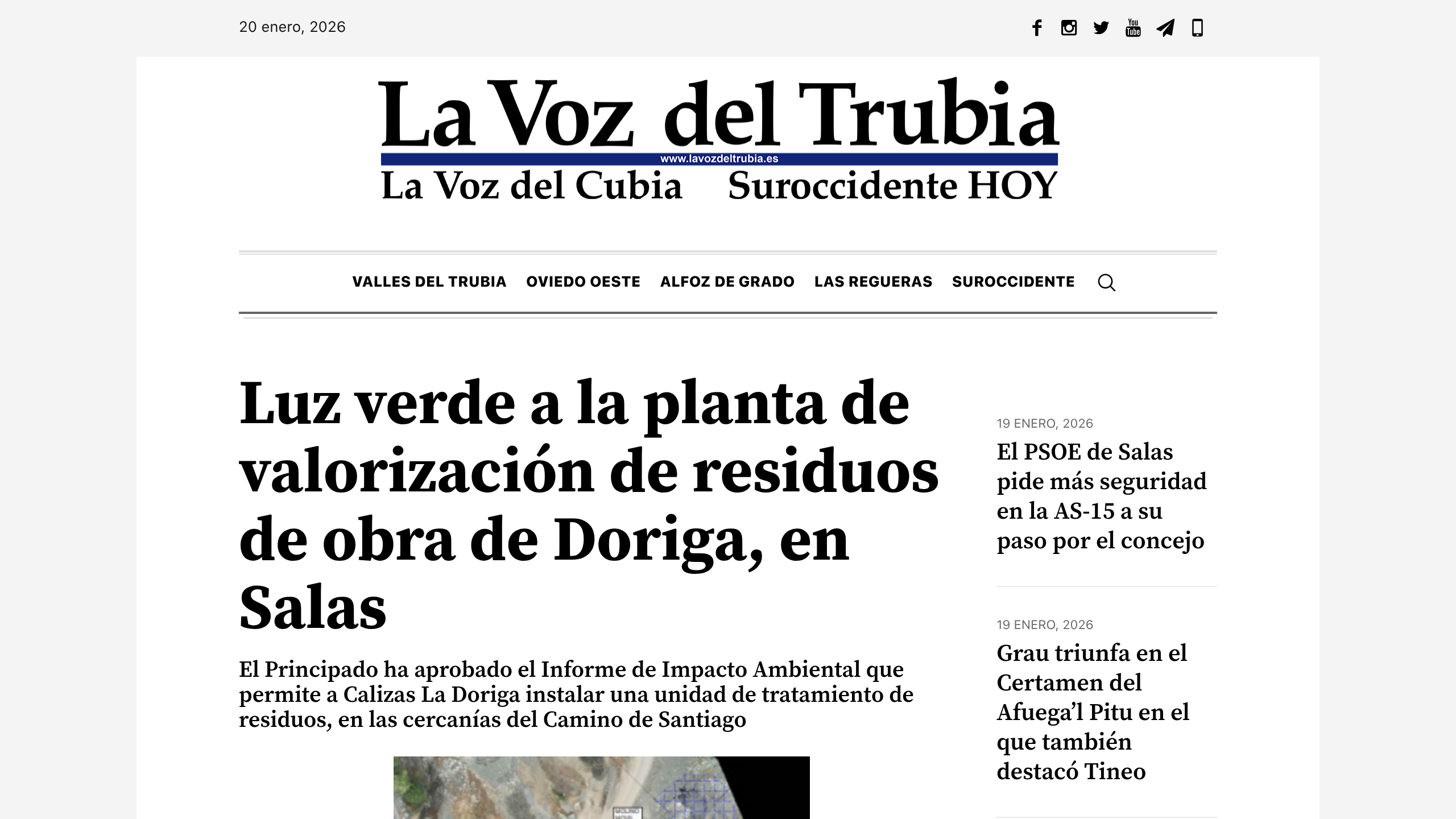 Captura de pantalla de La Voz del Trubia