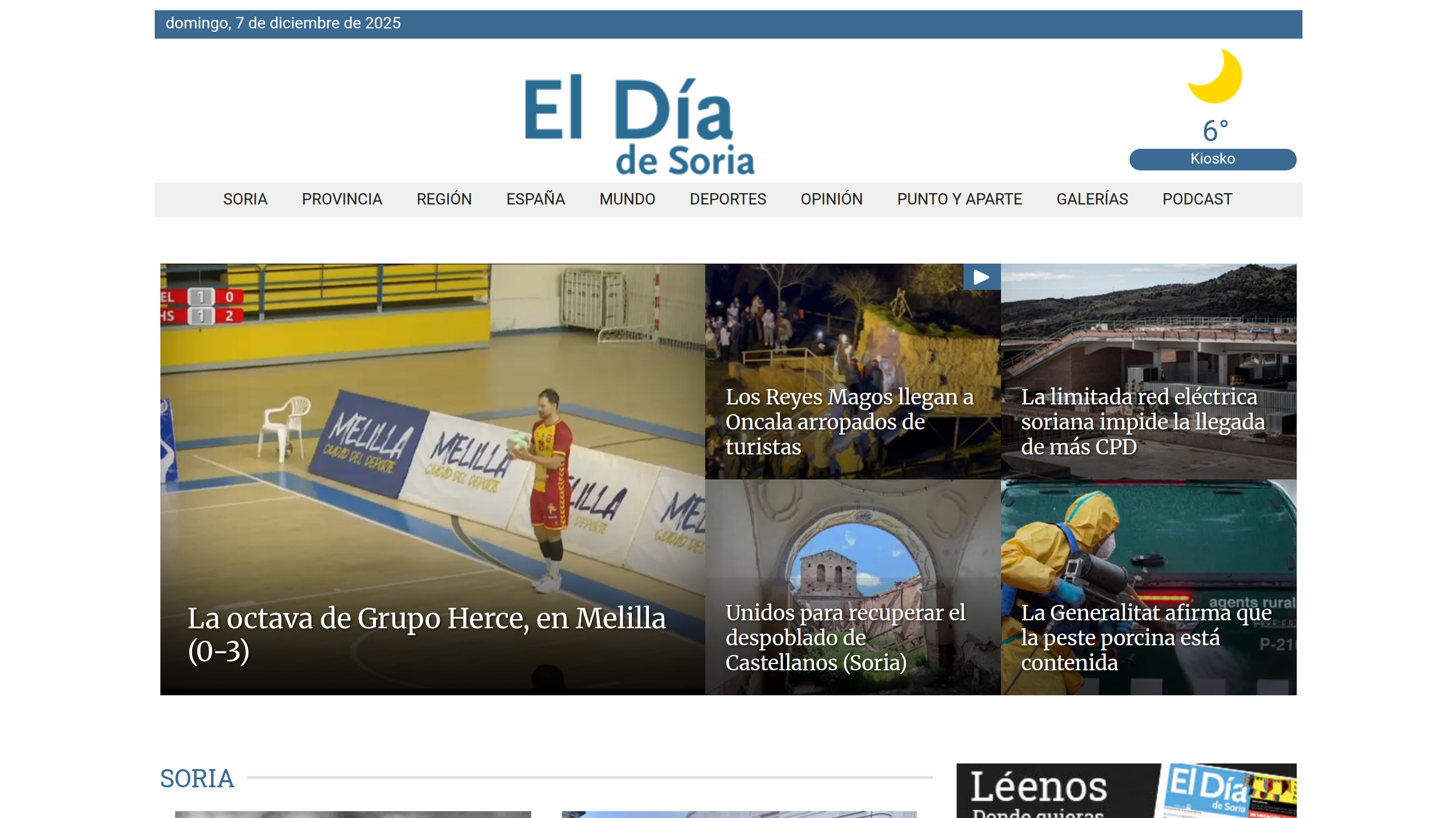 Captura de pantalla de El Día de Soria