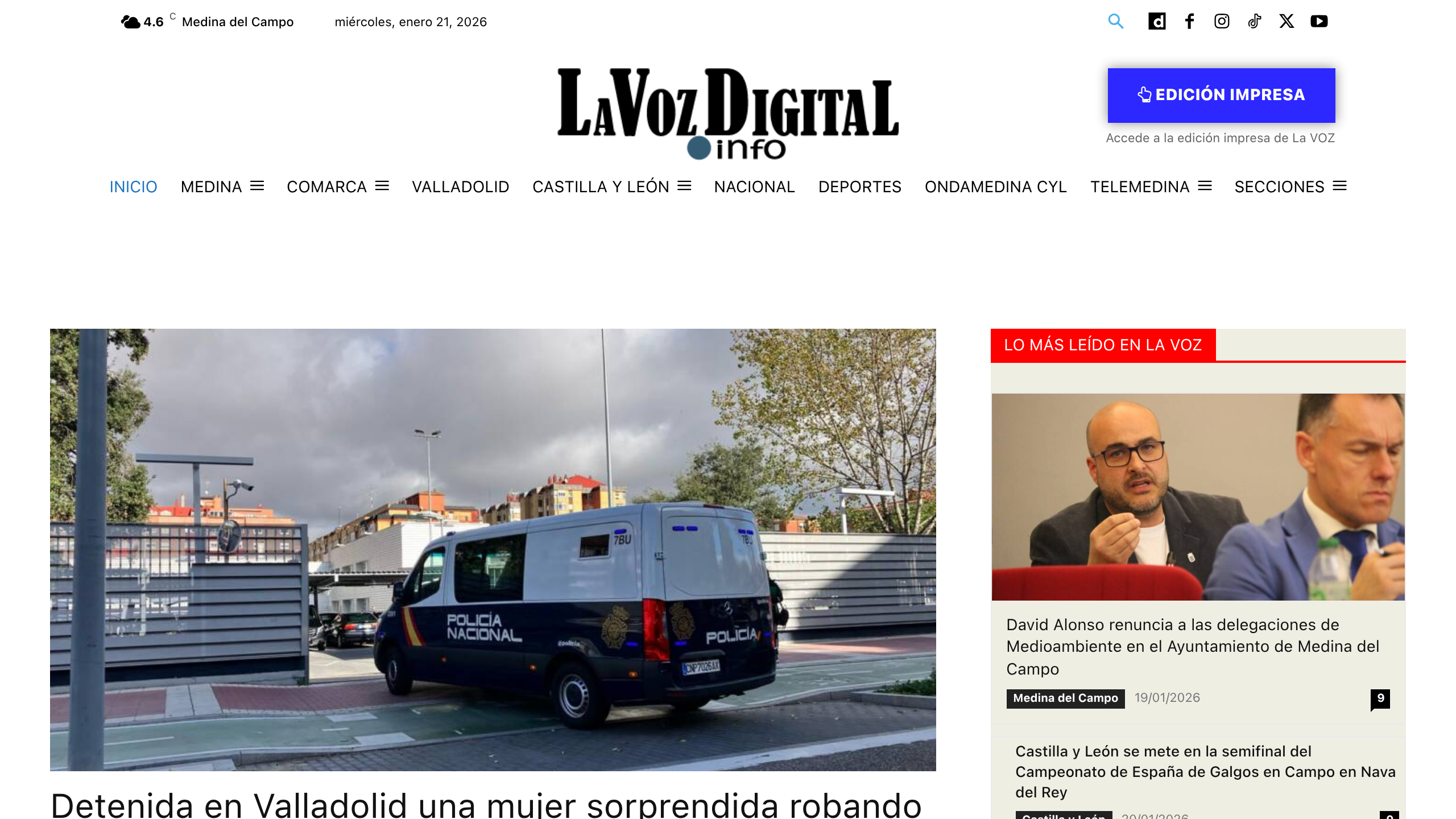 Captura de pantalla de La Voz de Medina