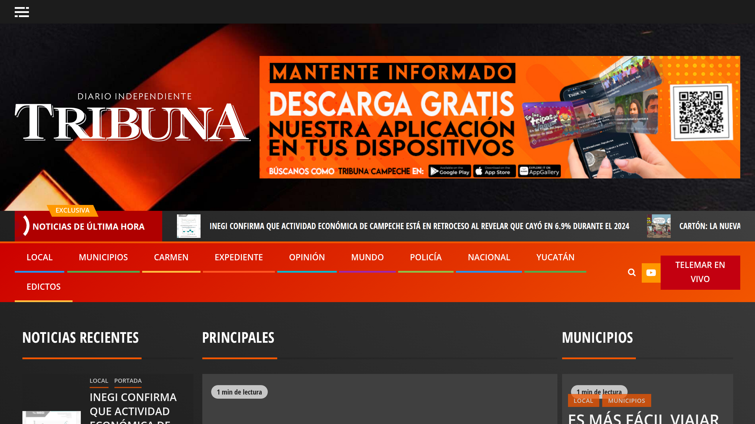 Captura de pantalla de Tribuna Campeche