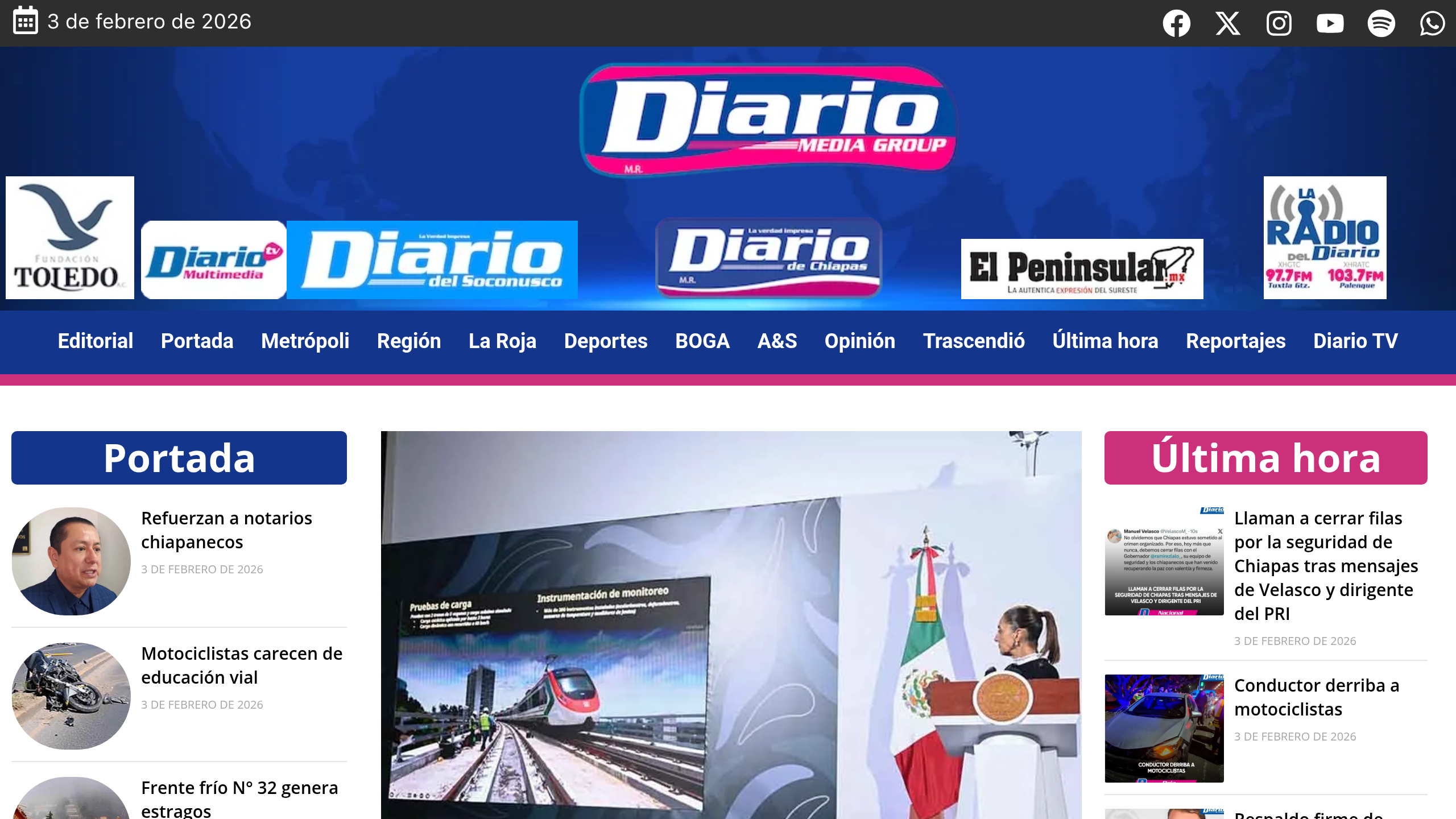 Captura de pantalla de Diario de Chiapas