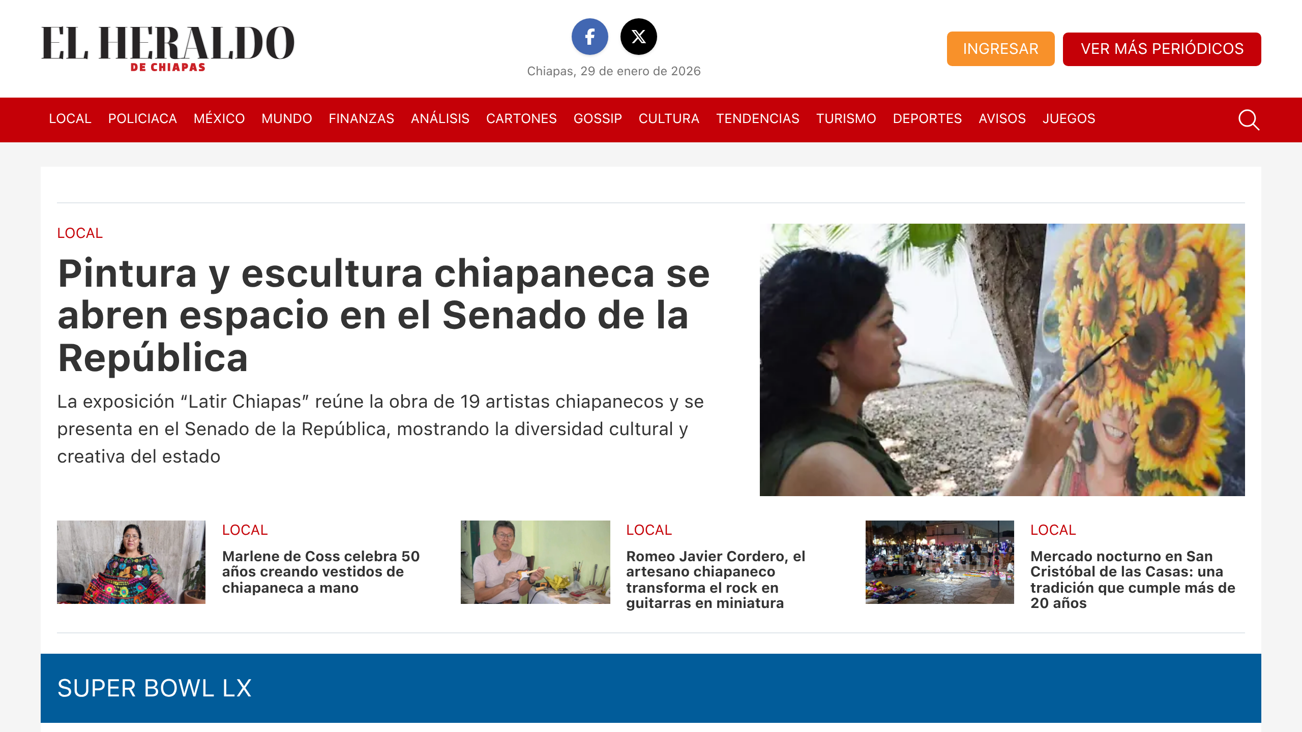 Captura de pantalla de El Heraldo de Chiapas