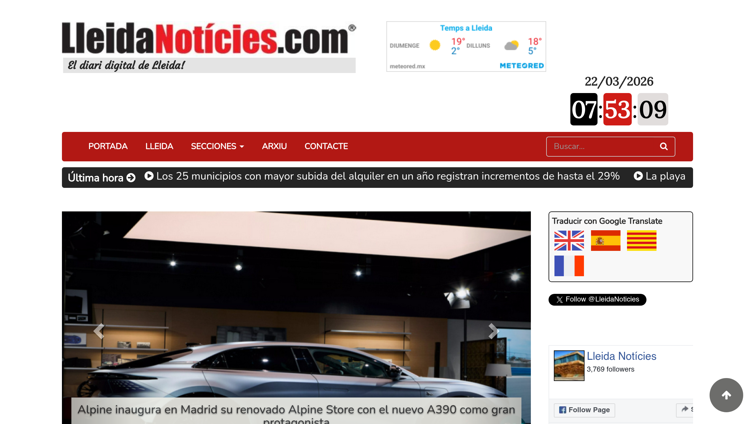 Captura de pantalla de Lleida Notícies