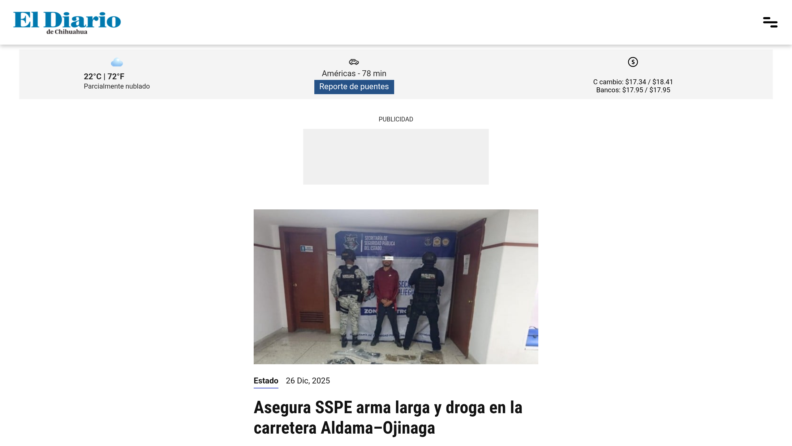 Captura de pantalla de El Diario de Chihuahua